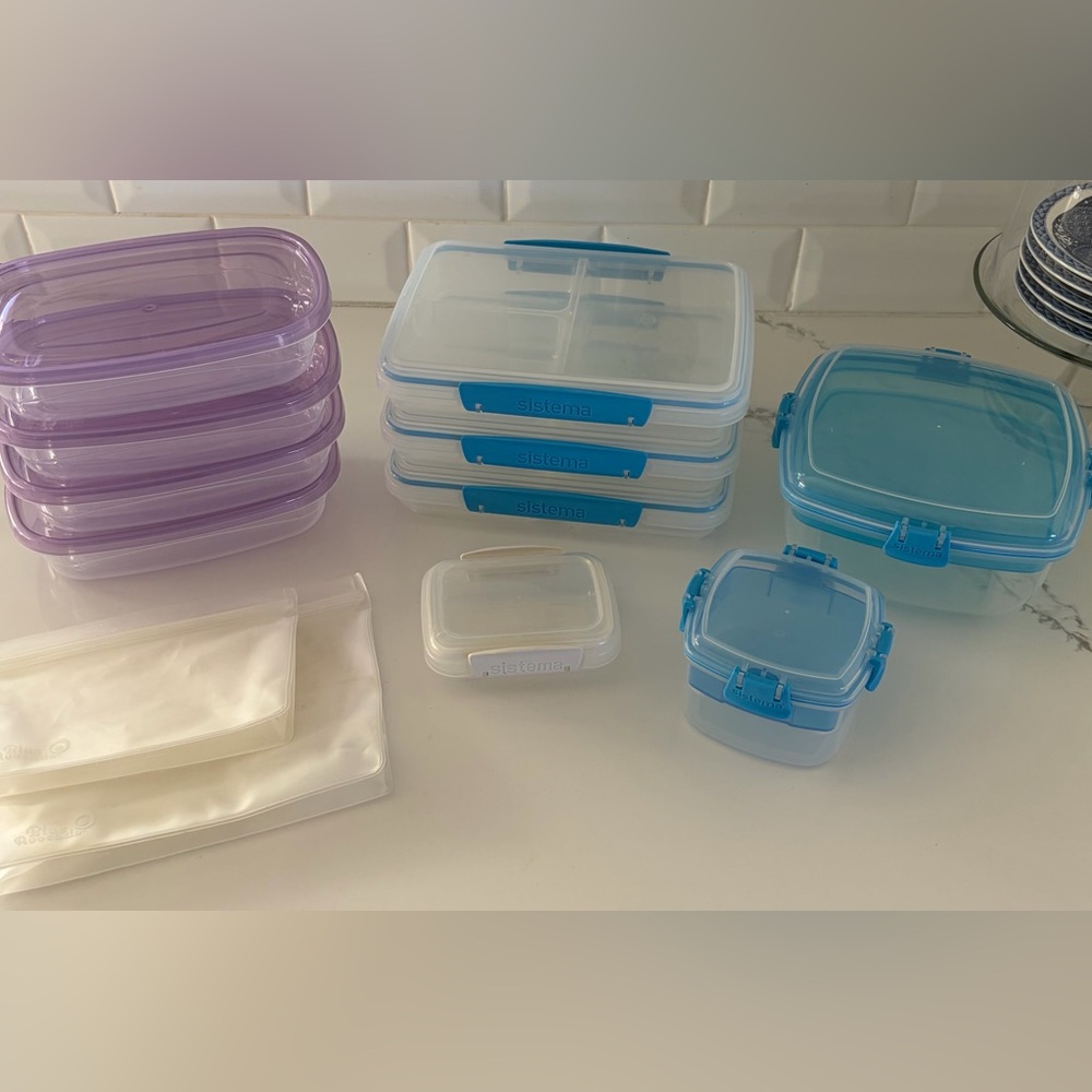 ⚠️ Sistema Blue Avocado Meal Prep Storage Travel Containers Food Kitchen Lot